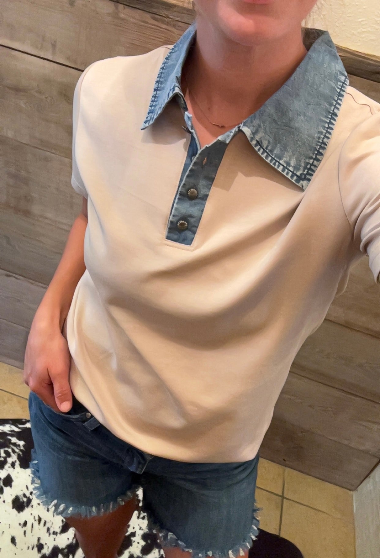 Denim Collared Top