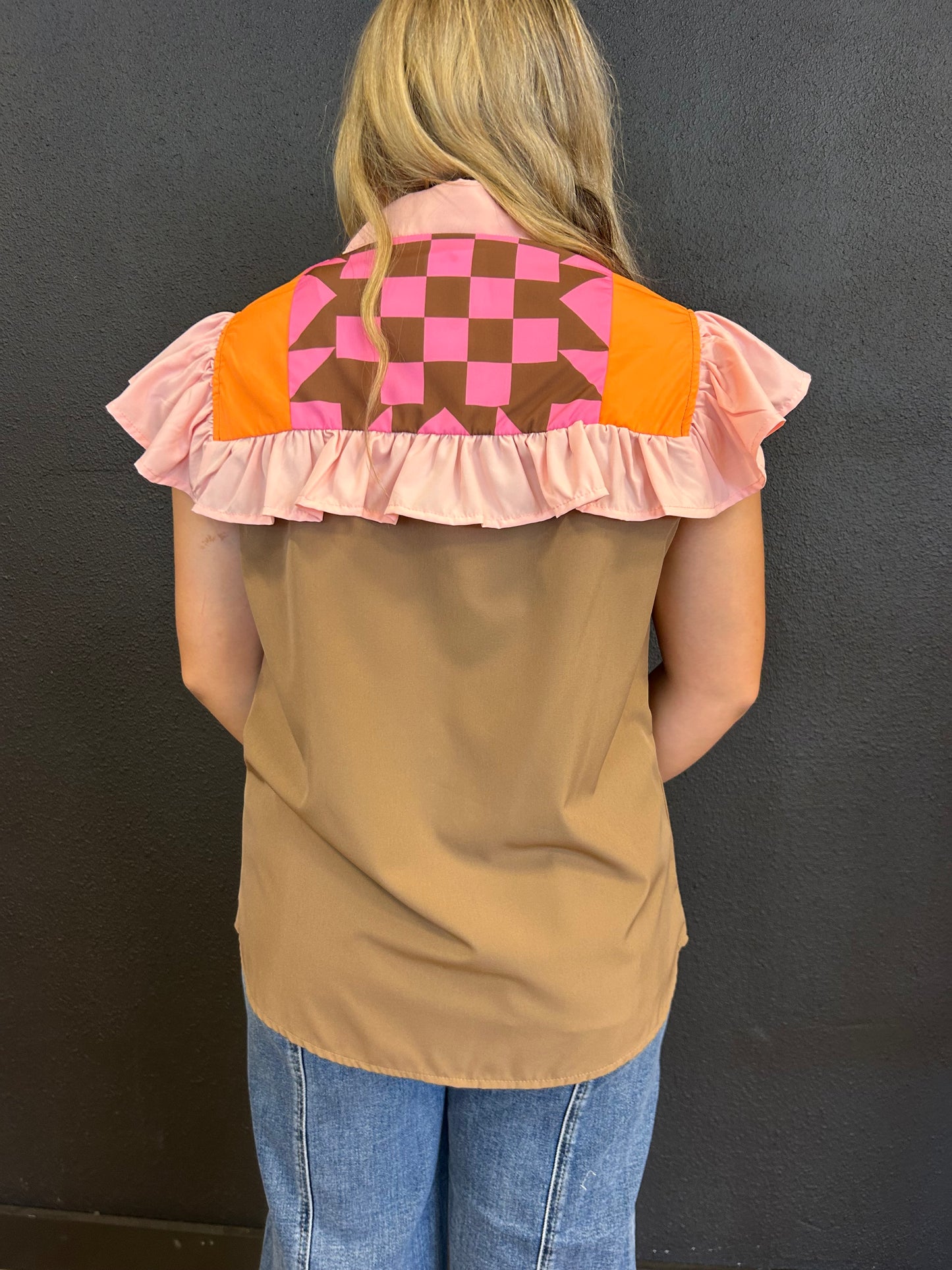 Ruffle Sleeve Button Up