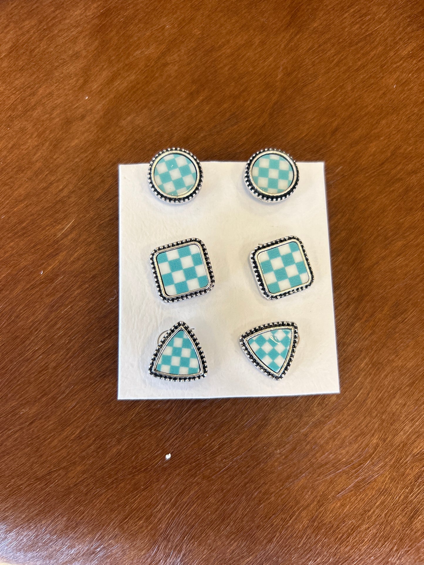 Checker Earring Set