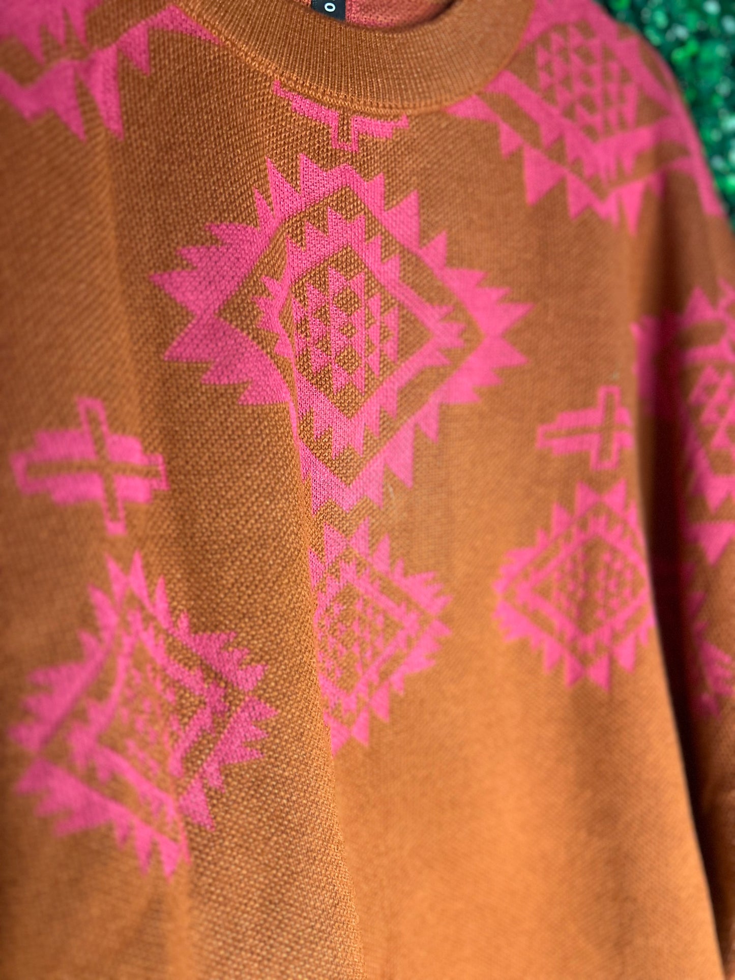 Cropped Aztec Print Sweater