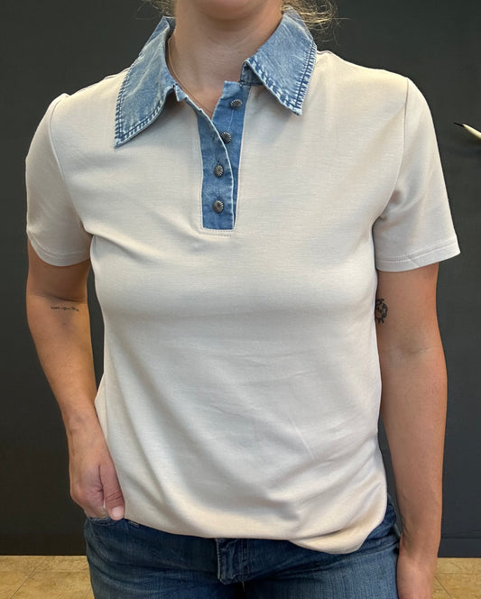 Denim Collared Top
