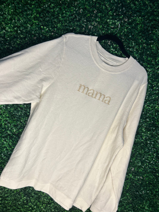 Floral Embroidered Mama Crew