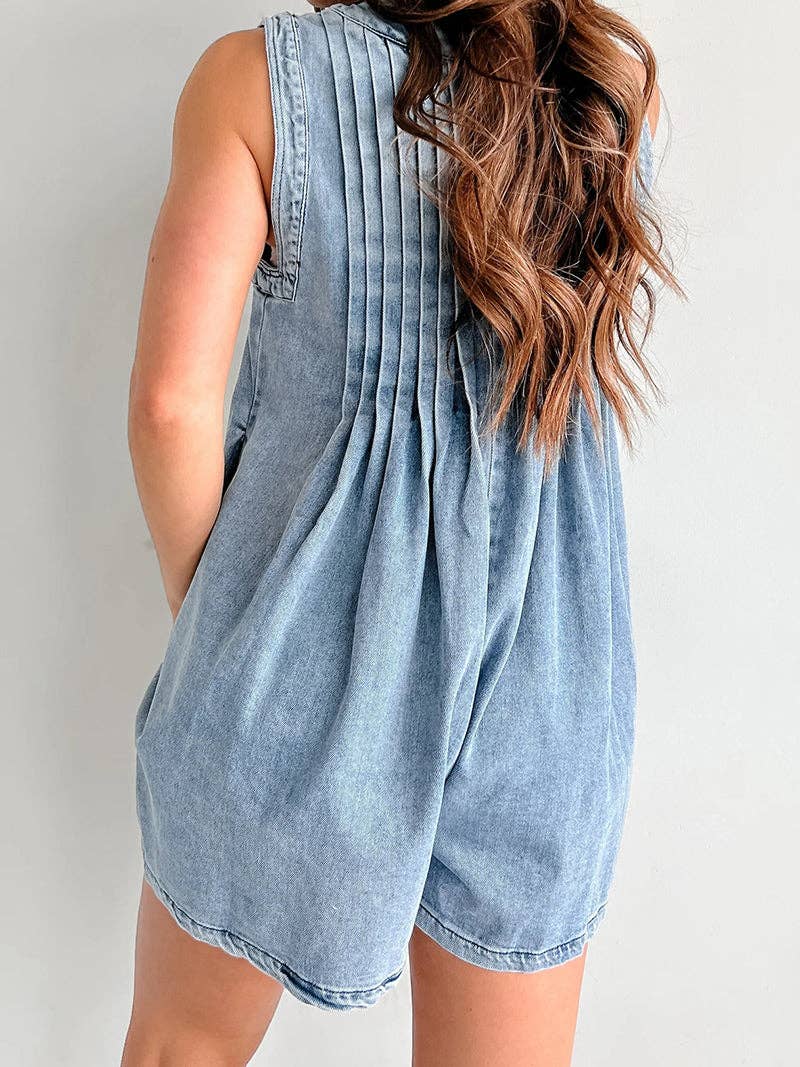 Tie-Front Denim Romper